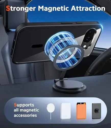 FNTCASE for Google Pixel 10a Case: Magnetic Military Grade Drop Protection with Screen Protector Anti Yellowing Cell Phone Cover - Rugged Shockproof Protective Bumper Transparent Cases(B-Black) - 4