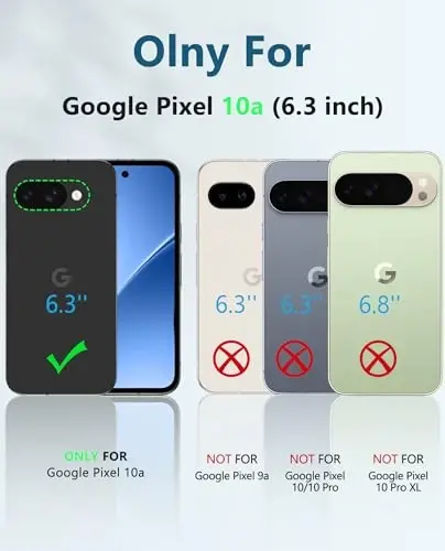 FNTCASE for Google Pixel 10A Case - Military Grade Drop Protection, 14ft Drop Tested, Screen Protector Included, Anti-Slip Anti-Fingerprint Matte Textured, Soft TPU Shockproof Cover (Black) - FNTCASE (1)