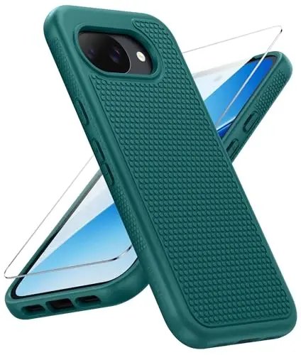 FNTCASE for Google Pixel 10A Case - Military Grade Drop Protection, 14ft Drop Tested, Screen Protector Included, Anti-Slip Anti-Fingerprint Matte Textured, Soft TPU Shockproof Cover (Green) - 1
