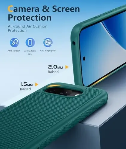 FNTCASE for Google Pixel 10A Case - Military Grade Drop Protection, 14ft Drop Tested, Screen Protector Included, Anti-Slip Anti-Fingerprint Matte Textured, Soft TPU Shockproof Cover (Green) 