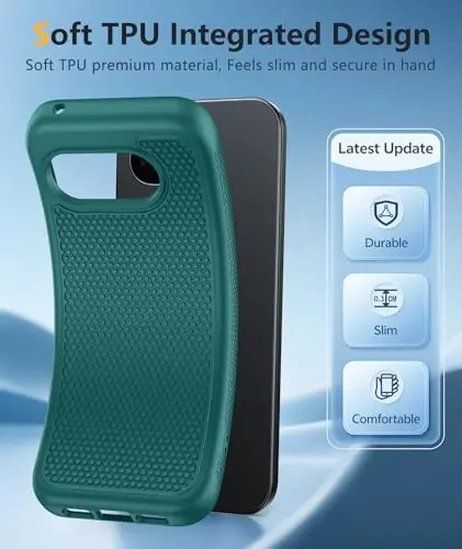 FNTCASE for Google Pixel 10A Case - Military Grade Drop Protection, 14ft Drop Tested, Screen Protector Included, Anti-Slip Anti-Fingerprint Matte Textured, Soft TPU Shockproof Cover (Green) - 3