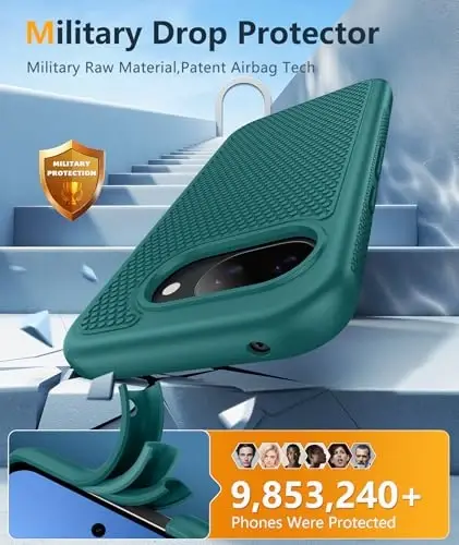 FNTCASE for Google Pixel 10A Case - Military Grade Drop Protection, 14ft Drop Tested, Screen Protector Included, Anti-Slip Anti-Fingerprint Matte Textured, Soft TPU Shockproof Cover (Green) - 4