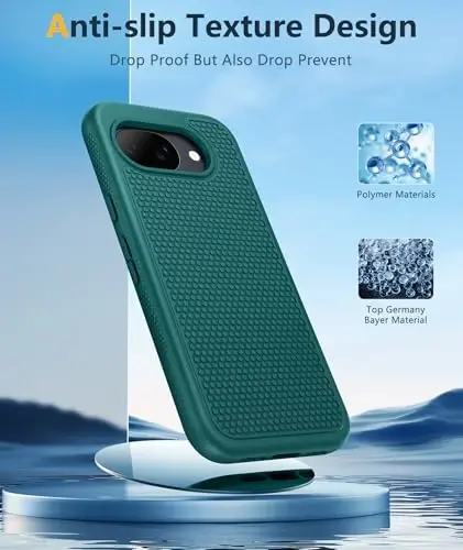 FNTCASE for Google Pixel 10A Case - Military Grade Drop Protection, 14ft Drop Tested, Screen Protector Included, Anti-Slip Anti-Fingerprint Matte Textured, Soft TPU Shockproof Cover (Green) - 5