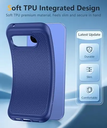 FNTCASE for Google Pixel 10A Case - Military Grade Drop Protection, 14ft Drop Tested, Screen Protector Included, Anti-Slip Anti-Fingerprint Matte Textured, Soft TPU Shockproof Cover (Navy Blue) - 3