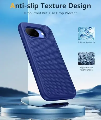 FNTCASE for Google Pixel 10A Case - Military Grade Drop Protection, 14ft Drop Tested, Screen Protector Included, Anti-Slip Anti-Fingerprint Matte Textured, Soft TPU Shockproof Cover (Navy Blue) - 5