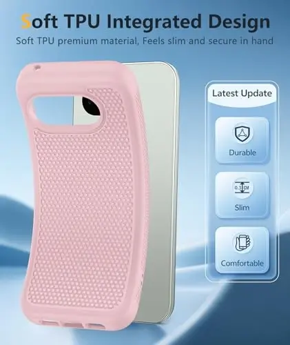 FNTCASE for Google Pixel 10A Case - Military Grade Drop Protection, 14ft Drop Tested, Screen Protector Included, Anti-Slip Anti-Fingerprint Matte Textured, Soft TPU Shockproof Cover (Pink) - 3