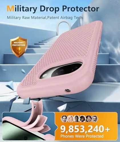 FNTCASE for Google Pixel 10A Case - Military Grade Drop Protection, 14ft Drop Tested, Screen Protector Included, Anti-Slip Anti-Fingerprint Matte Textured, Soft TPU Shockproof Cover (Pink) - 4