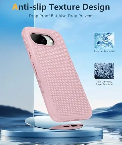 FNTCASE for Google Pixel 10A Case - Military Grade Drop Protection, 14ft Drop Tested, Screen Protector Included, Anti-Slip Anti-Fingerprint Matte Textured, Soft TPU Shockproof Cover (Pink) - 5