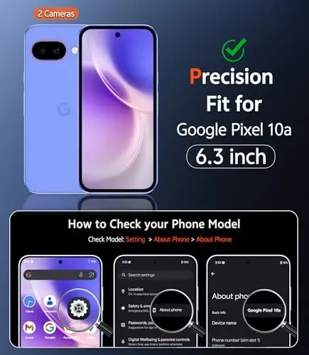 FNTCASE for Google Pixel 10a Case: Military Grade Drop Protection with Screen Protector Anti Yellowing Cell Phone Cover - Rugged Shockproof Protective Bumper Transparent Cases(Clear) - 2