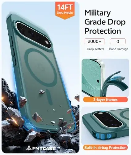FNTCASE for Google Pixel 11 Pro / Pixel 11 Case, Fit for Magsafe | Screen Protector, Translucent Matte, Military Grade Drop Proof, Shockproof Protection Bumper, Protective Magnetic Phone Cover - 6