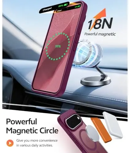 FNTCASE for Google Pixel 11 Pro/Pixel 11 Case, Fit for Magsafe, Burgundy | Screen Protector, Translucent Matte, Military Grade Drop Proof, Shockproof Protection Bumper, Protective Magnetic Phone Cover - 3