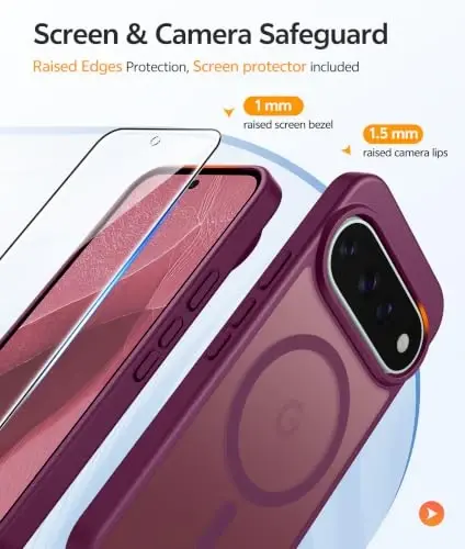 FNTCASE for Google Pixel 11 Pro/Pixel 11 Case, Fit for Magsafe, Burgundy | Screen Protector, Translucent Matte, Military Grade Drop Proof, Shockproof Protection Bumper, Protective Magnetic Phone Cover - 4