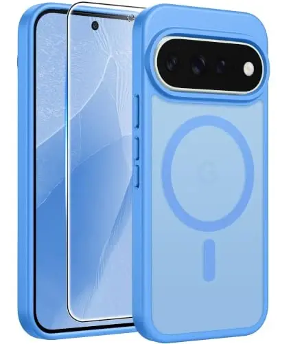 FNTCASE for Google Pixel 11 Pro/Pixel 11 Case, Fit for Magsafe, Ice Blue | Screen Protector, Translucent Matte, Military Grade Drop Proof, Shockproof Protection Bumper, Protective Magnetic Phone Cover - 1
