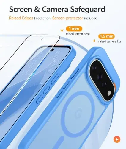 FNTCASE for Google Pixel 11 Pro/Pixel 11 Case, Fit for Magsafe, Ice Blue | Screen Protector, Translucent Matte, Military Grade Drop Proof, Shockproof Protection Bumper, Protective Magnetic Phone Cover - 4