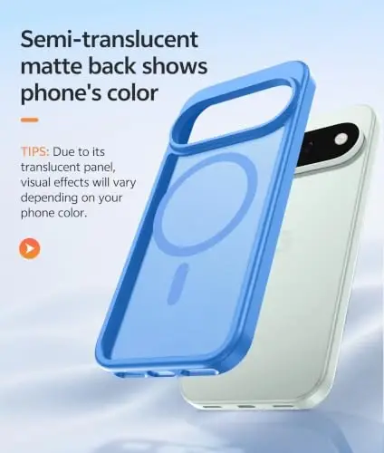 FNTCASE for Google Pixel 11 Pro/Pixel 11 Case, Fit for Magsafe, Ice Blue | Screen Protector, Translucent Matte, Military Grade Drop Proof, Shockproof Protection Bumper, Protective Magnetic Phone Cover - 5