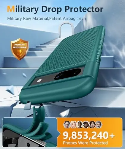 FNTCASE for Google Pixel 8A Case: Dual Layer Durable Shockproof Protective Cell Phone Cover with Hybrid Matte Textured Shell | Heavy Duty Rugged Military Grade Drop Protection Bumper Tough - 3