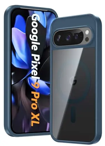 FNTCASE for Google Pixel-9-Pro XL Case: Clear Case Magnetic Military Grade Drop Protection Anti Yellowing Cell Phone Cover - Rugged Shockproof Protective Bumper Transparent Cases(SapphireBlue) - FNTCASE