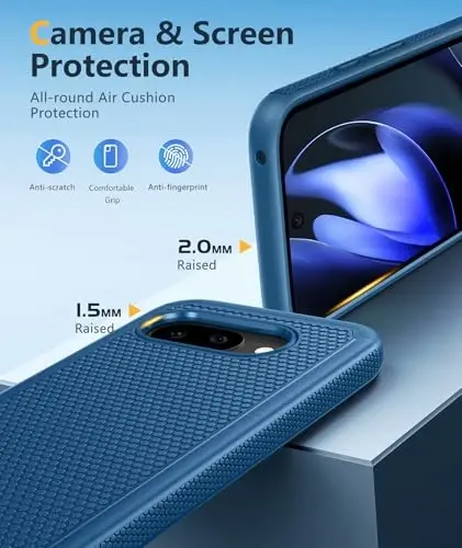 FNTCASE for Google Pixel 9A Case: Dual Layer Protective Heavy Duty Cell Phone Cover Shockproof Rugged with Non Slip Textured Back - Military Protection Bumper Tough - 2025, 6.3 inch (Blue) 