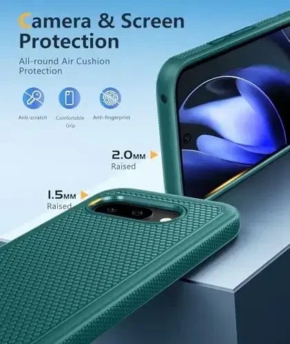 FNTCASE for Google Pixel 9A Case: Dual Layer Protective Heavy Duty Cell Phone Cover Shockproof Rugged with Non Slip Textured Back - Military Protection Bumper Tough - 2025, 6.3 inch (Green) - 6