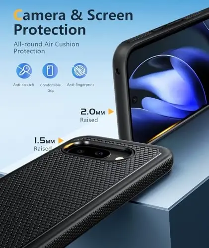 FNTCASE for Google Pixel 9A Case: Dual Layer Protective Heavy Duty Cell Phonecase Shockproof Rugged with Non Slip Textured Back - Military Protection Bumper Tough - 2025, 6.3 inch (Black) 