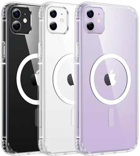FNTCASE for iPhone 11 Case Clear: Magnetic Phone Cases Compatible with Magsafe Slim Anti Yellowing Rugged Shockproof Protective Transparent Cell Cover (A-Clear) 