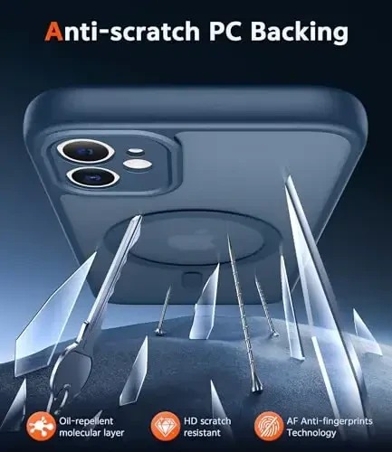 FNTCASE for iPhone 11 Case Matte: Magnetic Phone Cases Compatible with Magsafe Slim Anti Yellowing Military Grade Drop Protection Rugged Shockproof Protective Translucent Cell Cover (C-Blue) - 5