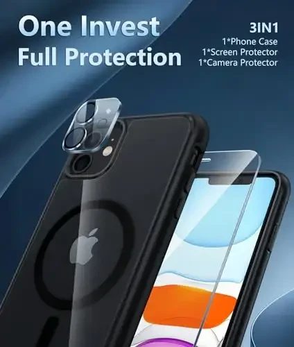 FNTCASE for iPhone 11 Phone Case: for iPhone XR Phone Case Support Magnetic Charging Military Grade Drop Protection Anti Yellowing Cell Phone Cover - Rugged Durable Shockproof Protective(B-Black) - 5