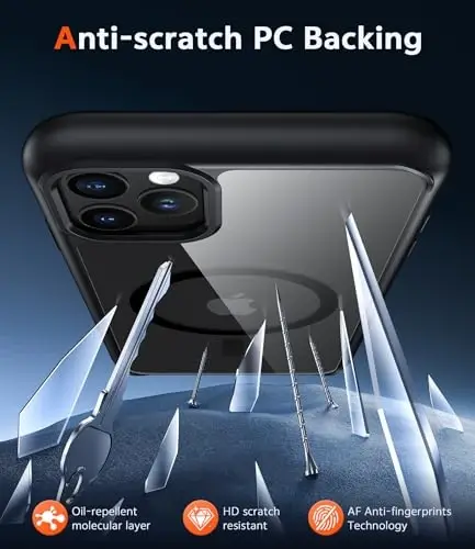 FNTCASE for iPhone 11 Pro Case: Clear Magnetic Phone Cases Compatible with Magsafe Slim Anti Yellowing Military Grade Drop Protection Rugged Protective Transparent Cell Phone Cover (B-Black) - 5