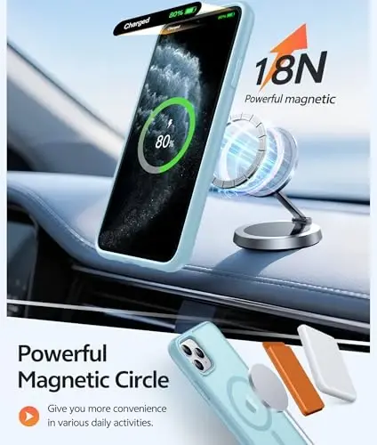 FNTCASE for iPhone 11 Pro Case: [Compatible with Magsafe] Translucent Matte Magnetic Phone Cover - Military Grade Drop Protection Shockproof Protective for iPhone 11Pro 2019 Cases - Teal - 3