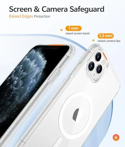 FNTCASE for iPhone 11 Pro Case: [Magsafe bilan mos keladi] Sarg‘ayishga qarshi shaffof magnit telefon g‘ilofi - iPhone 11Pro 2019 g‘iloflari uchun Harbiy darajadagi zarbaga chidamli tushib ketishdan saqlovchi himoya - Shaffof - 4