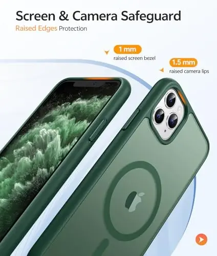 FNTCASE for iPhone 11 Pro Case: [Magsafe bilan mos keladi] Shaffof matli magnit telefon g‘lifi - iPhone 11Pro 2019 g‘lifi uchun Harbiy darajadagi tushishdan himoya qiluvchi zarbaga chidamli - Yashil - 4