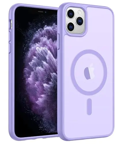 FNTCASE for iPhone 11 Pro Case: [Magsafe bilan mos keladi] Yarim shaffof matli magnit telefon g‘ilofi - Harbiy darajadagi tushishdan himoya qiluvchi, zarbga chidamli iPhone 11Pro 2019 g‘iloflari uchun - Och binafsha rang 