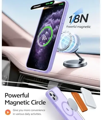 FNTCASE for iPhone 11 Pro Case: [Magsafe bilan mos keladi] Yarim shaffof matli magnit telefon g‘ilofi - Harbiy darajadagi tushishdan himoya qiluvchi, zarbga chidamli iPhone 11Pro 2019 g‘iloflari uchun - Och binafsha rang - 3