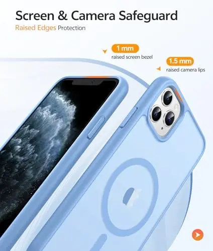 FNTCASE for iPhone 11 Pro Case: [Magsafe bilan mos keladi] Yarim shaffof matli magnitli telefon g‘ilofi - Harbiy darajadagi tushishdan himoya qiluvchi zarbga chidamli himoya g‘ilof iPhone 11Pro 2019 uchun - Och moviy - 4
