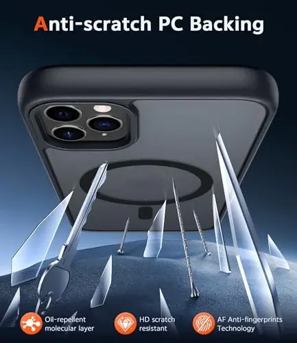 FNTCASE for iPhone 11 Pro Case: Matte Magnetic Phone Cases Compatible with Magsafe Slim Anti Yellowing Military Grade Drop Protection Rugged Protective Translucent Cell Phone Cover (C-Black) - 5