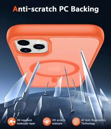 FNTCASE for iPhone 11 Pro Case: Matte Magnetic Phone Cases Compatible with Magsafe Slim Anti Yellowing Military Grade Drop Protection Rugged Protective Translucent Cell Phone Cover (C-Orange) - 5