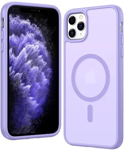 FNTCASE for iPhone 11 Pro Case: Matte Magnetic Phone Cases Compatible with Magsafe Slim Anti Yellowing Military Grade Drop Protection Rugged Protective Translucent Cell Phone Cover (C-Purple) - FNTCASE