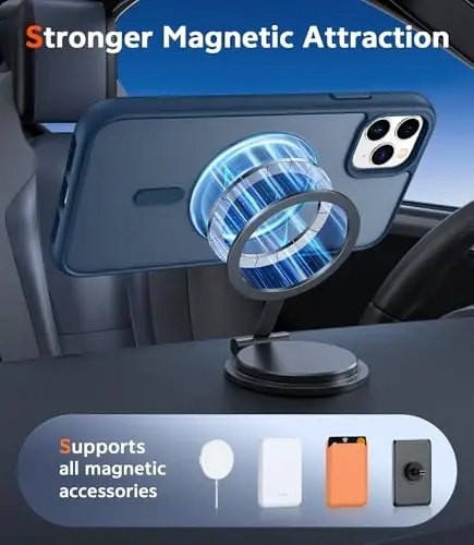 FNTCASE for iPhone 11 Pro Case: Matte Magnetic Phone Cases Compatible with Magsafe Slim Anti Yellowing Military Grade Drop Protection Rugged Shockproof Protective Translucent Cell Cover (C-Blue) - 4