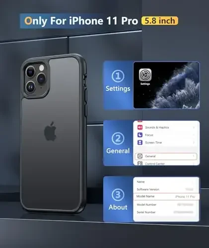 FNTCASE for iPhone 11 Pro Case: Translucent Matte Military Grade Drop Protection Phone Cover | Slim Anti-Slip Durable Shockproof for iPhone 11Pro 2019 Cases (5.8 inch Black) - 2