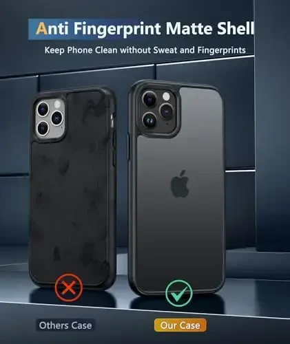 FNTCASE for iPhone 11 Pro Case: Translucent Matte Military Grade Drop Protection Phone Cover | Slim Anti-Slip Durable Shockproof for iPhone 11Pro 2019 Cases (5.8 inch Black) - 4