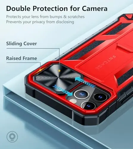FNTCASE for iPhone 11-Pro Case with Kickstand & Slide Red | Military Grade Dropproof Protection, Heavy Duty Rugged Cell Cover, Bumper, Red - 3