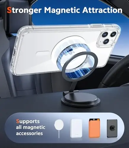 FNTCASE for iPhone 11 Pro-Max Case: Clear Crystal Magnetic Anti-Yellowing Case - Protective Drop Protection & Shockproof Transparent Phone Cover (A-Clear) - 4