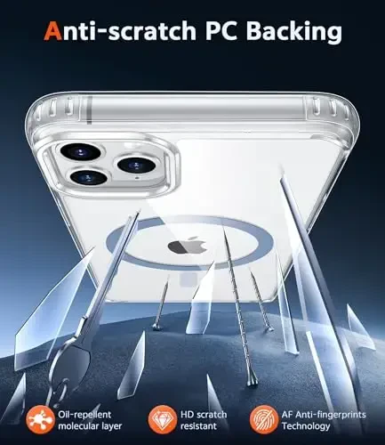 FNTCASE for iPhone 11 Pro-Max Case: Magnetic Slim Anti-Yellowing Clear Case | Military Grade Protective & Shockproof Drop Protection Thin Transparent Crystal Phone Cover (D-Blue Magnetic) - 5