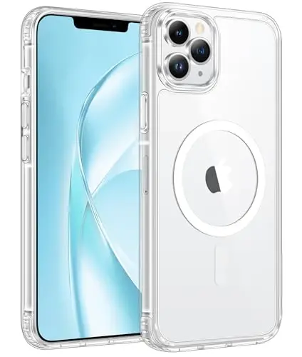 FNTCASE for iPhone 11 Pro Max Case: [Magsafe bilan mos keladi] Sarg‘aymaydigan shaffof magnit telefon g‘ilofi - iPhone 11ProMax 2019 g‘iloflari uchun Harbiy darajadagi zarbga chidamli tushishdan saqlovchi himoya - Shaffof - 1