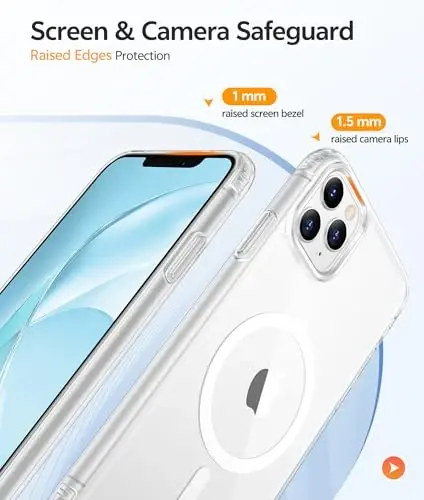 FNTCASE for iPhone 11 Pro Max Case: [Magsafe bilan mos keladi] Sarg‘aymaydigan shaffof magnit telefon g‘ilofi - iPhone 11ProMax 2019 g‘iloflari uchun Harbiy darajadagi zarbga chidamli tushishdan saqlovchi himoya - Shaffof - 4