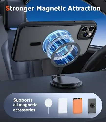 FNTCASE for iPhone 11 Pro-Max Case: Matte Magnetic Phone Cases Compatible with Magsafe Slim Anti Yellowing Military Grade Drop Protection Rugged Protective Translucent Cell Phone Cover (C-Black) - 4