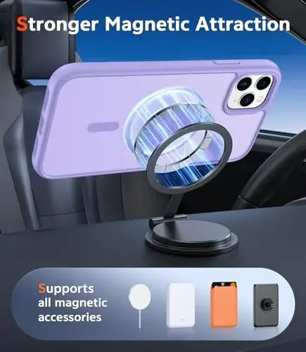 FNTCASE for iPhone 11 Pro-Max Case: Matte Magnetic Phone Cases Compatible with Magsafe Slim Anti Yellowing Military Grade Drop Protection Rugged Protective Translucent Cell Phone Cover (C-Purple) - 4