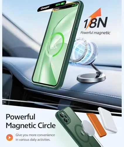 FNTCASE for iPhone 11 Pro Max G‘ilofi: [Magsafe bilan mos keladi] Shaffof Mat Magnetli G‘iloflar [Kamera to‘liq himoyasi] Harbiy darajadagi zarbga chidamli himoya telefon qopqog‘i - Yashil - 3