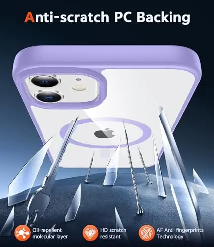 FNTCASE for iPhone 12 Case Clear: iPhone 12 Pro Case Magnetic Phone Cases Compatible with Magsafe Slim Anti Yellowing Military Grade Drop Protection Protective Transparent Cover (B-Light Purple) - 5