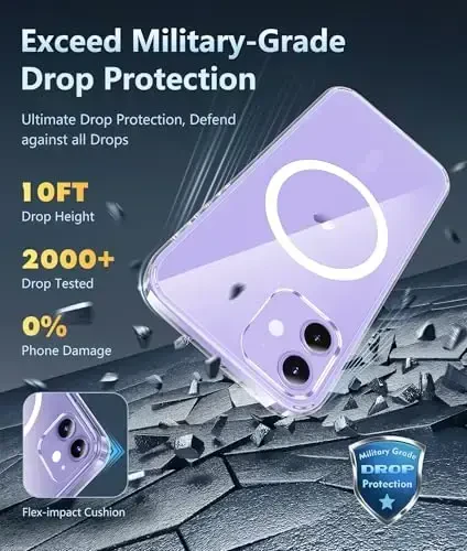 FNTCASE for iPhone 12 Case Clear: iPhone 12 Pro Case Magnetic Phone Cases Compatible with Magsafe Slim Anti Yellowing Military Grade Drop Protection Rugged Protective Transparent Cover (A-Clear) - 4